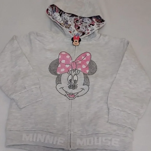 Disney Jr Girls Minnie Mouse Full Zip Hoodie Jacket - Picture 1 of 13